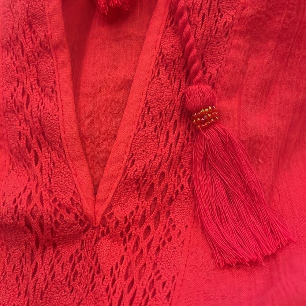 Lane Bryant Pink Crochet Keyhole Peasant Blouse Long Sleeve - Picture 7 of 7